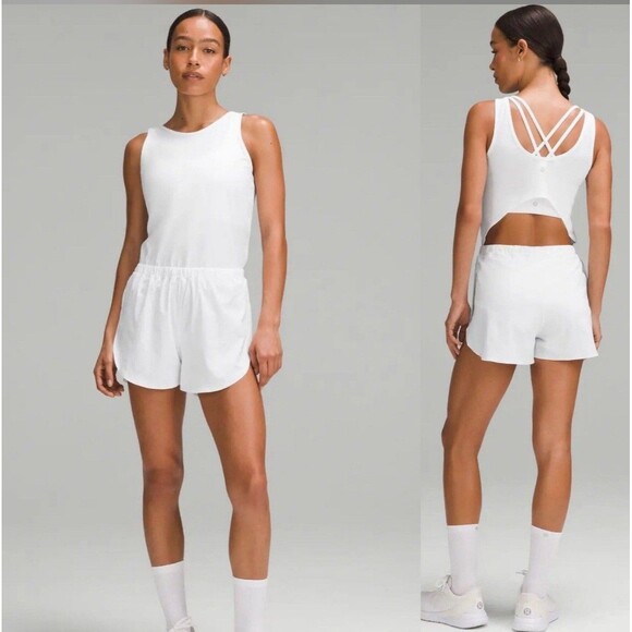 Lululemon Open-Back White Running Romper 3 Size 6 EUC - Picture 1 of 7